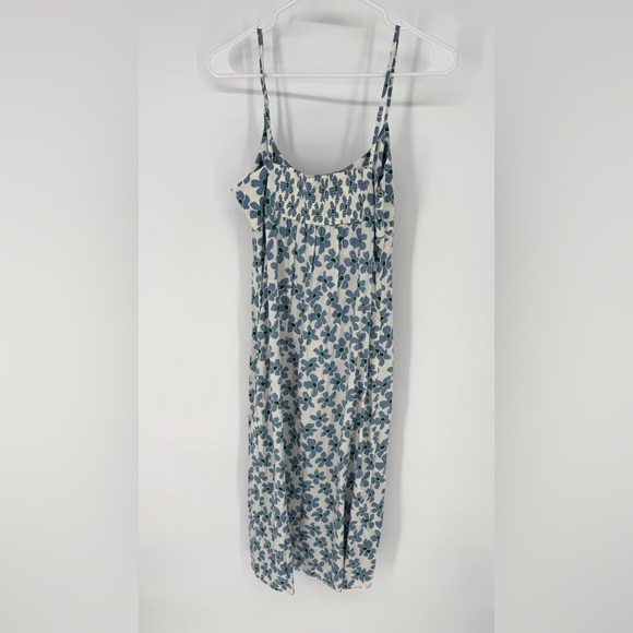 Uniqlo feminine cottagecore Blue Floral Midi camisole slip Dress - Picture 4 of 7